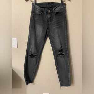 Ashley Mason Cropped Distressed Denim Jeans Gray Black Women’s Size 26